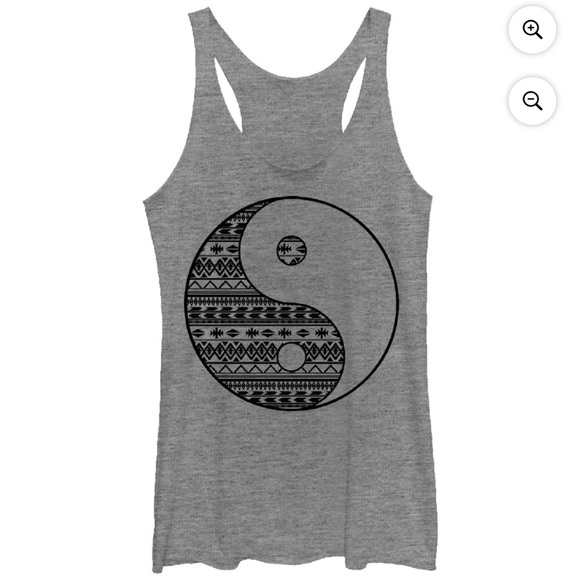 Women's Lost Gods Yin Yang Print  Racerback Tank Top Gray Heather XLarge - Picture 1 of 6
